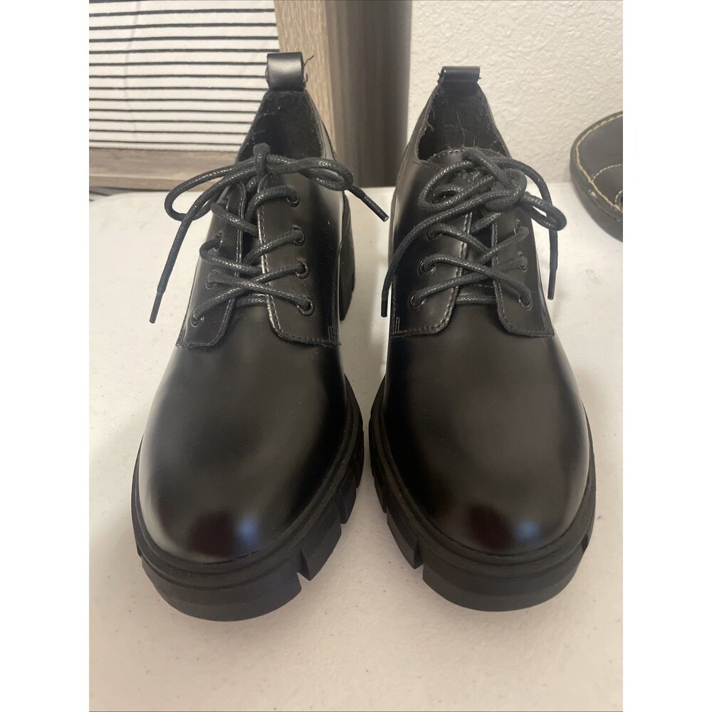 Madden Girl Hicks Women's Sz 8.5 Platform Oxford Loafers Black PU